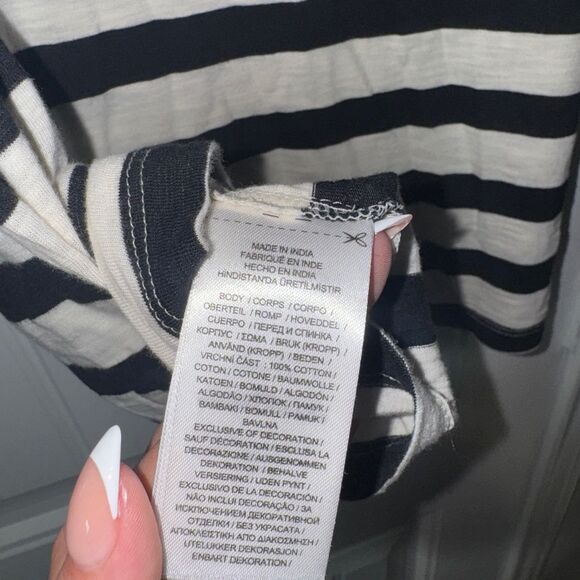 Ralph Lauren Black and White Striped puff sleeve Top - Picture 5 of 6